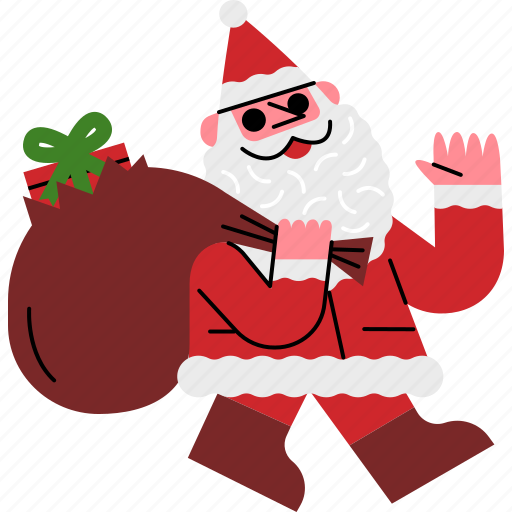 Santa, claus, gifts, carrying, bag icon - Download on Iconfinder