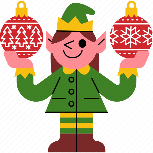 Elf, and, christmas, balls, girl, elves icon - Download on Iconfinder