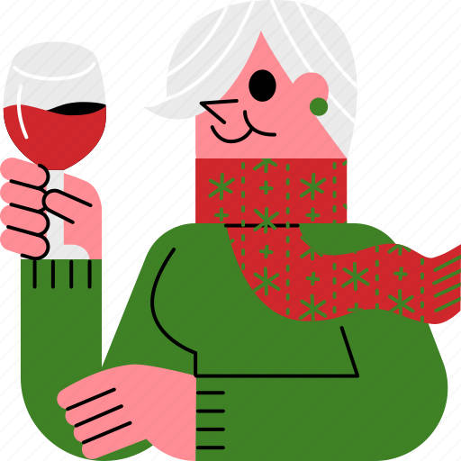 Grandmother, christmas, drink, wine, dinner icon - Download on Iconfinder