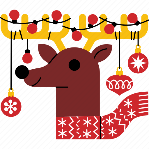 Reindeer, deer, christmas, scarf, decoration icon - Download on Iconfinder