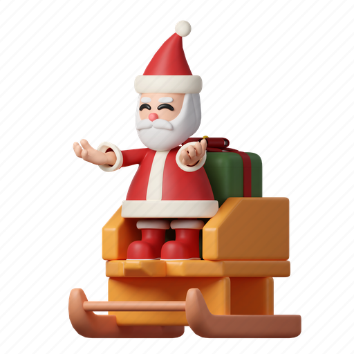 Santa, gift, christmas, celebration, xmas, winter, cold 3D illustration - Download on Iconfinder