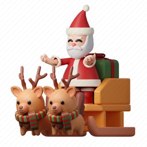 Santa, reindeer, christmas, celebration, xmas, winter, cold 3D illustration - Download on Iconfinder