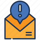 alert, warning, message, mail, envelope, spam