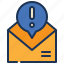 alert, warning, message, mail, envelope, spam 