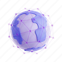 globe, 3d icon, 3d illustration, 3d render, metaverse, network, connection, internet