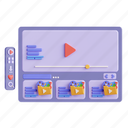 video, 3d icon, 3d illustration, 3d render, playlist, music folder, play, watch