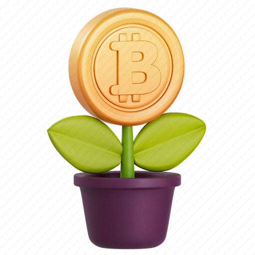 Crypto, bitcoin, currency, cryptocurrency, coin, plant, growth 3D illustration - Download on Iconfinder