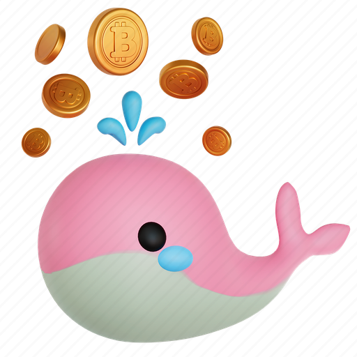 Crypto, whale, bitcoin, coin, cryptocurrency, blockchain, finance 3D illustration - Download on Iconfinder