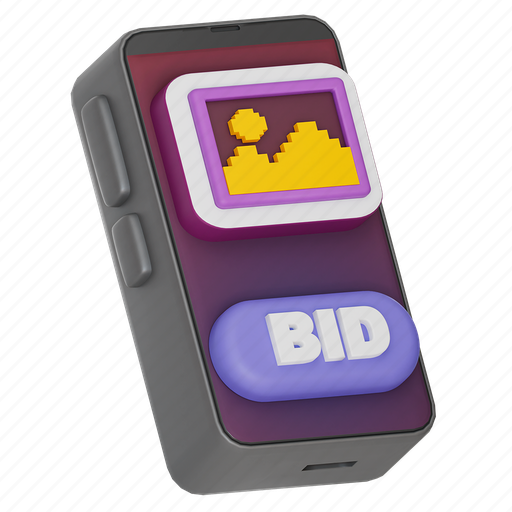 Crypto, bid, nft, phone, smartphone, metaverse 3D illustration - Download on Iconfinder