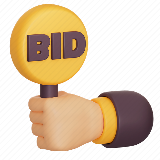 Crypto, bid, hand, post, bitcoin, nft, auction 3D illustration - Download on Iconfinder