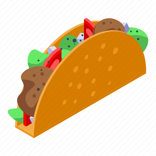 Cartoon, food, isometric, mexican, tacos, tortilla, traditional icon - Download on Iconfinder