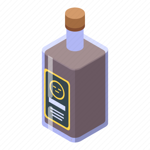 Alcohol, beverage, bottle, bourbon, cartoon, isometric, whiskey icon - Download on Iconfinder