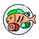 culinary, fish, food, kitchen, meal, restaurant, salad
