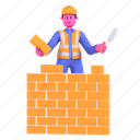 bricks, wall, bricklayer, masonry, masonry work, construction, architecture, worker, labor 