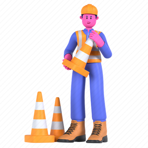 Cone, traffic, traffic cone, signaling, road, construction, architecture 3D illustration - Download on Iconfinder