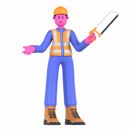 Hacksaw, saw, carpentry, sawing, cut, construction, architecture 3D illustration - Download on Iconfinder