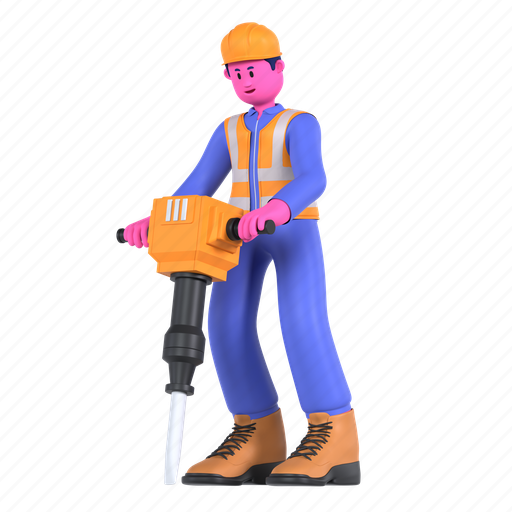 Jack hammer, drill, drilling, electric, repair, construction, architecture 3D illustration - Download on Iconfinder