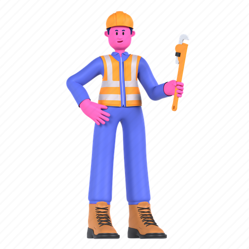 Pipe wrench, repair, spanner, adjustable, plumber, construction, architecture 3D illustration - Download on Iconfinder