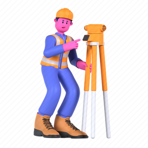 Theodolite, surveyor, tripod, gyro, measurement, construction, architecture 3D illustration - Download on Iconfinder