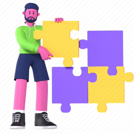 Puzzle, solution, piece, strategy, problem solving, creative agency, marketing 3D illustration - Download on Iconfinder
