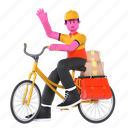 bicycle delivery, postman, hello, mailman, bike, shipping, delivery, courier, package 