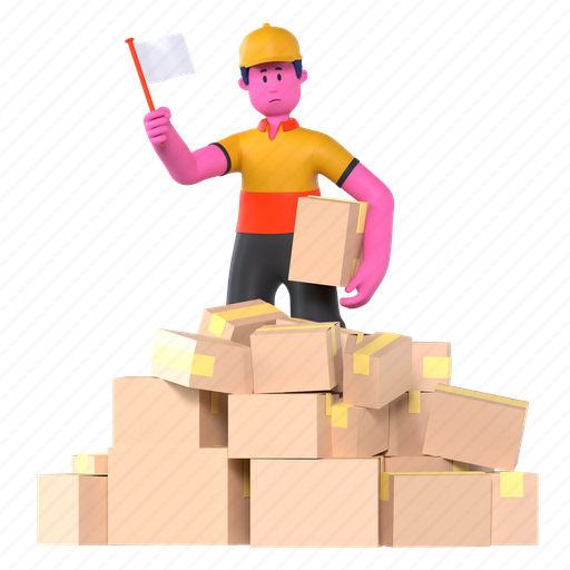 Overload, busy, overwork, tired, exhausted, shipping, delivery 3D illustration - Download on Iconfinder