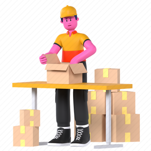 Packing, pack, process, products, production, shipping, delivery 3D illustration - Download on Iconfinder