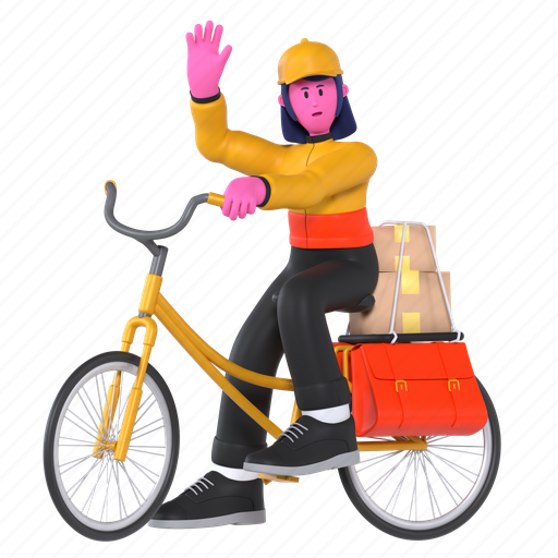 Bicycle delivery, postman, hello, mailman, bike, delivery, shipping 3D illustration - Download on Iconfinder