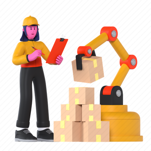 Crane, check, data report, warehouse, production, delivery, shipping 3D illustration - Download on Iconfinder