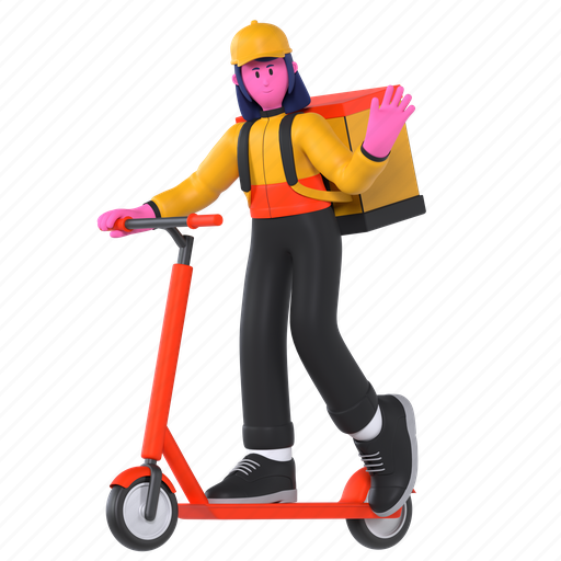 Otoped delivery, scooter, bike, food delivery, order, delivery, shipping 3D illustration - Download on Iconfinder