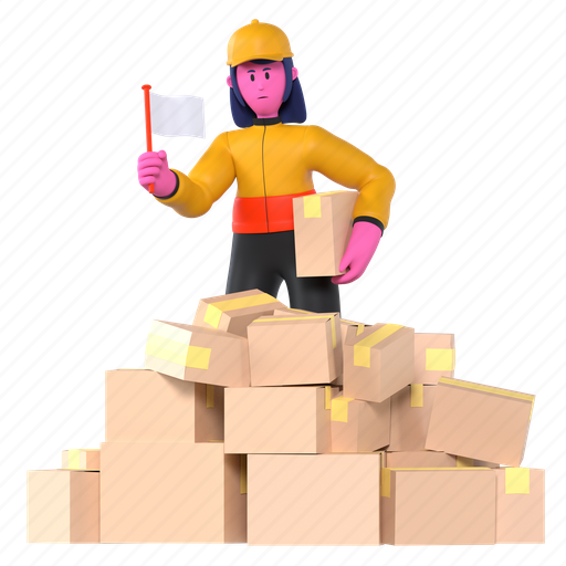 Overload, busy, overwork, tired, exhausted, delivery, shipping 3D illustration - Download on Iconfinder