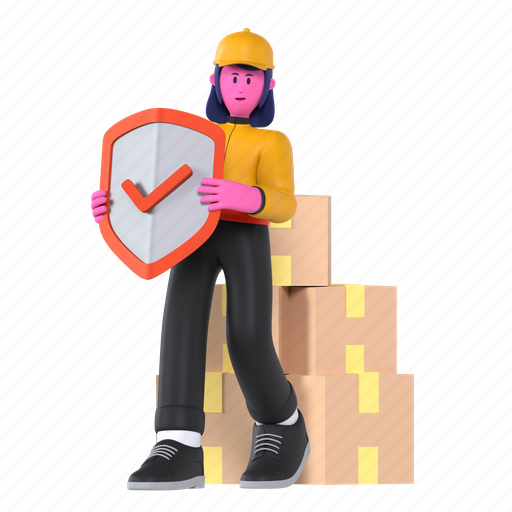 Protection, delivery insurance, shield, security, protect, delivery, shipping 3D illustration - Download on Iconfinder