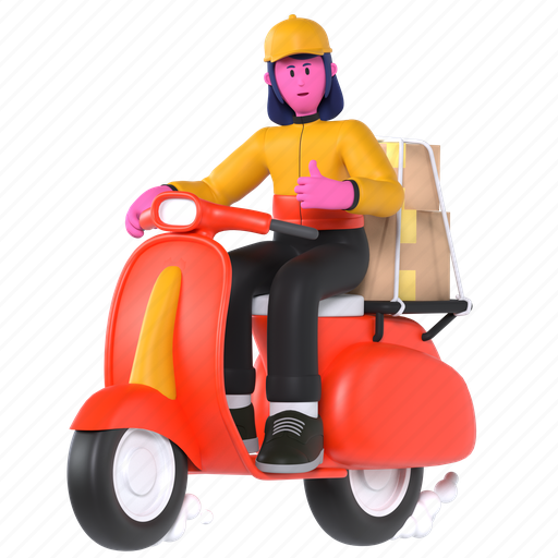 Scooter delivery, motorcycle, scooter, motorbike, tracking, delivery, shipping 3D illustration - Download on Iconfinder