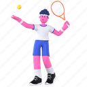 tennis, racket, ball, serve, throw, sport, athlete, competition, 3d character 