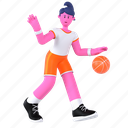 basketball, hoop, basket, ball, dribbling, sport, athlete, hobby, 3d character 