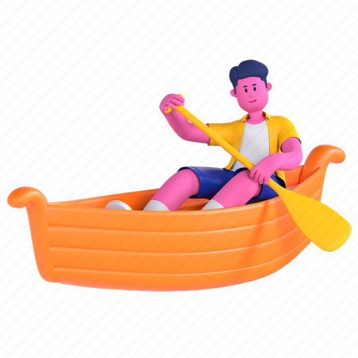 Small boat, kayak, ship, paddle, canoe, boating, travel 3D illustration - Download on Iconfinder