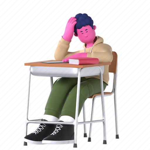 Fell asleep at the classroom desk, fall asleep at the classroom table, class, sleep, sleepy, university, college 3D illustration - Download on Iconfinder