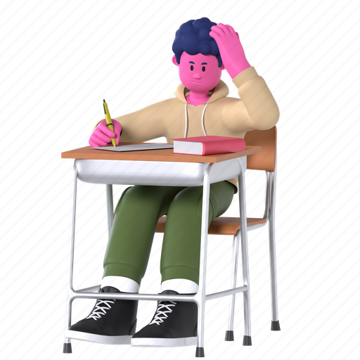 Study, think, test, studying, classroom, university, college 3D illustration - Download on Iconfinder