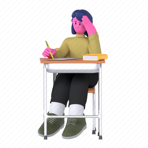 Study, think, test, studying, classroom, university, college 3D illustration - Download on Iconfinder