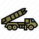 launcher, military, rocket, truck, weapon
