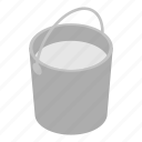 bucket, business, cartoon, isometric, milk, retro, water