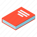 book, cartoon, cover, isometric, paper, red, school