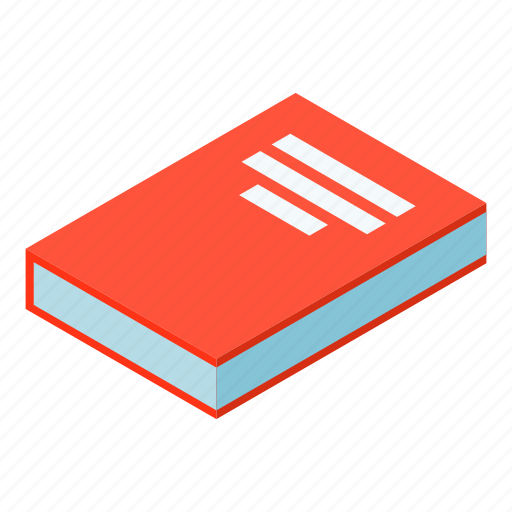 Book, cartoon, cover, isometric, paper, red, school icon - Download on Iconfinder
