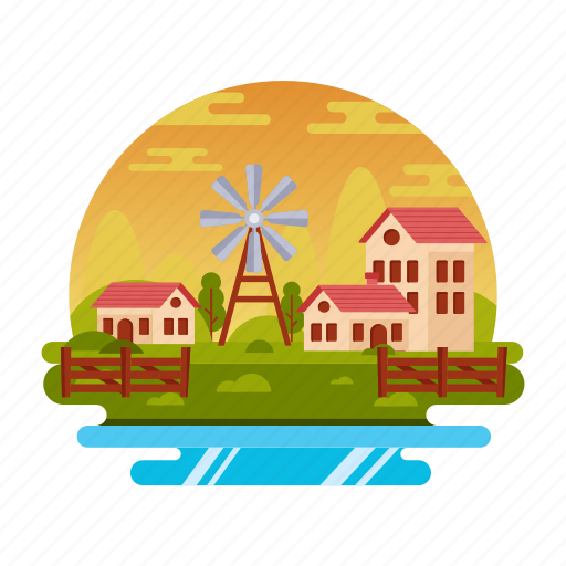 Rural area, village landscape, country house, countryside, farmhouse icon - Download on Iconfinder