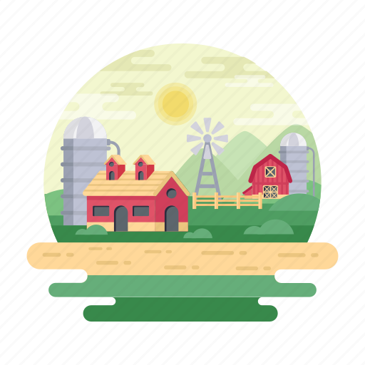 Farmhouse, farm landscape, countryside, country house, rural area icon - Download on Iconfinder