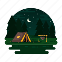 outdoor cooking, camping landscape, campsite, night camping, encampment