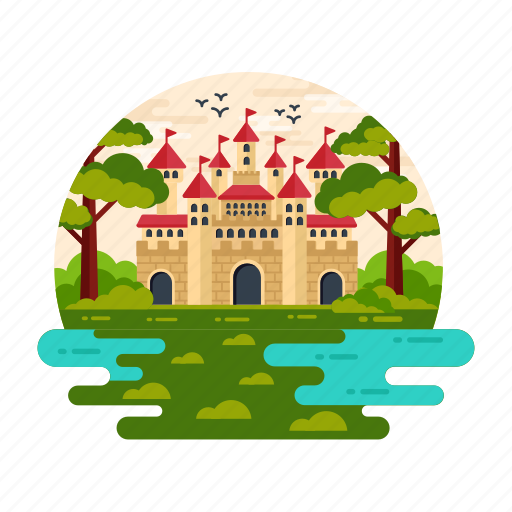 Castle building, castle landscape, palace, fort, royal building icon - Download on Iconfinder