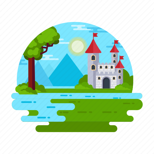 Castle building, castle landscape, fantasy palace, fort, royal building icon - Download on Iconfinder