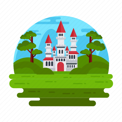 Castle building, castle landscape, palace landscape, fort, royal building icon - Download on Iconfinder