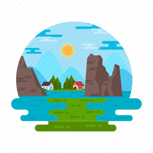 Country houses, valley landscape, hill station, nature landscape, nature view icon - Download on Iconfinder